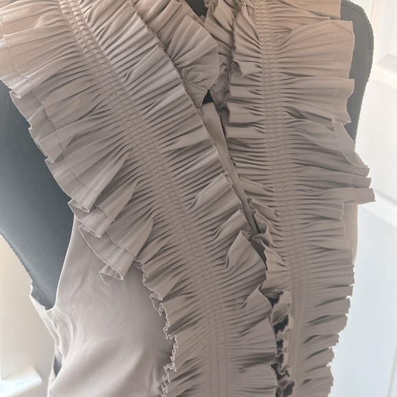 Max Azria Halter w/ Ruffles & Pleated Dress - Picture 2 of 9